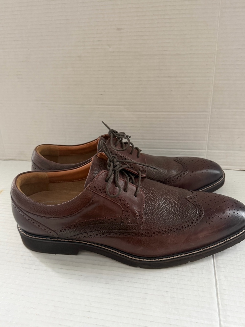 Rockport Fallo Men’s Brown 13 Wide Oxfords Wingtip Leather Dress Shoes
